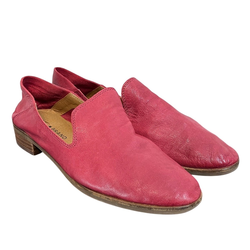 Lucky Brand Cahill Red Leather Loafers Slip On Flats Womens 8M LK-CAHILL